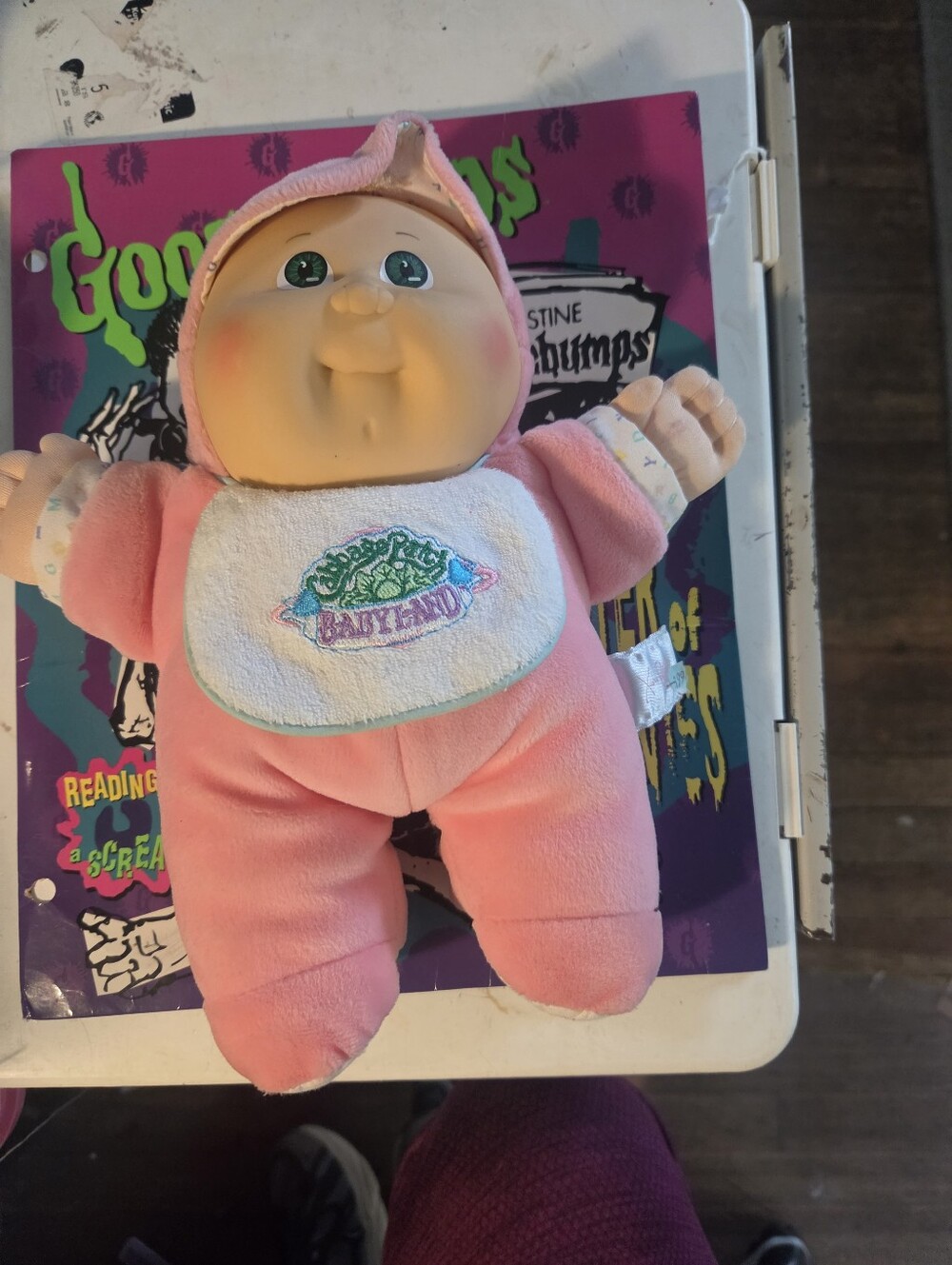 Vintage 1988 Cabbage Patch Kids Babyland Plush Doll – Pink Onesie with Bib